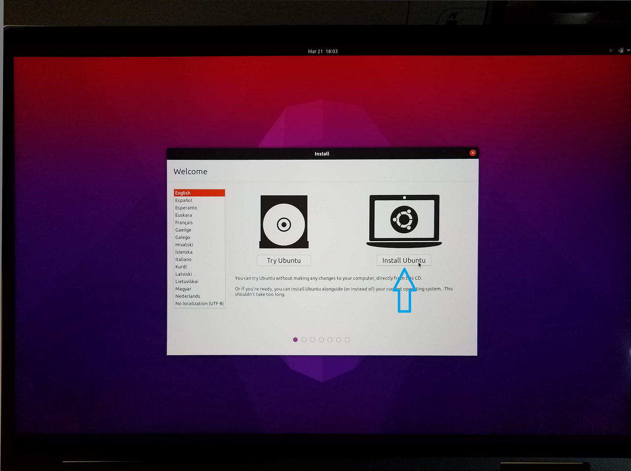 20) Try Ubuntu Live or install